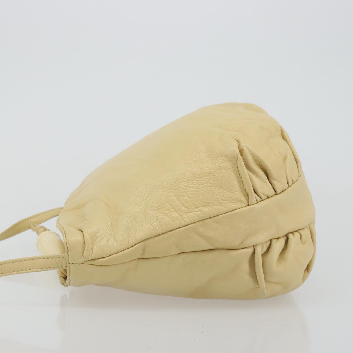 LOEWE Anagram Shoulder Bag Leather Beige Auth 176351
