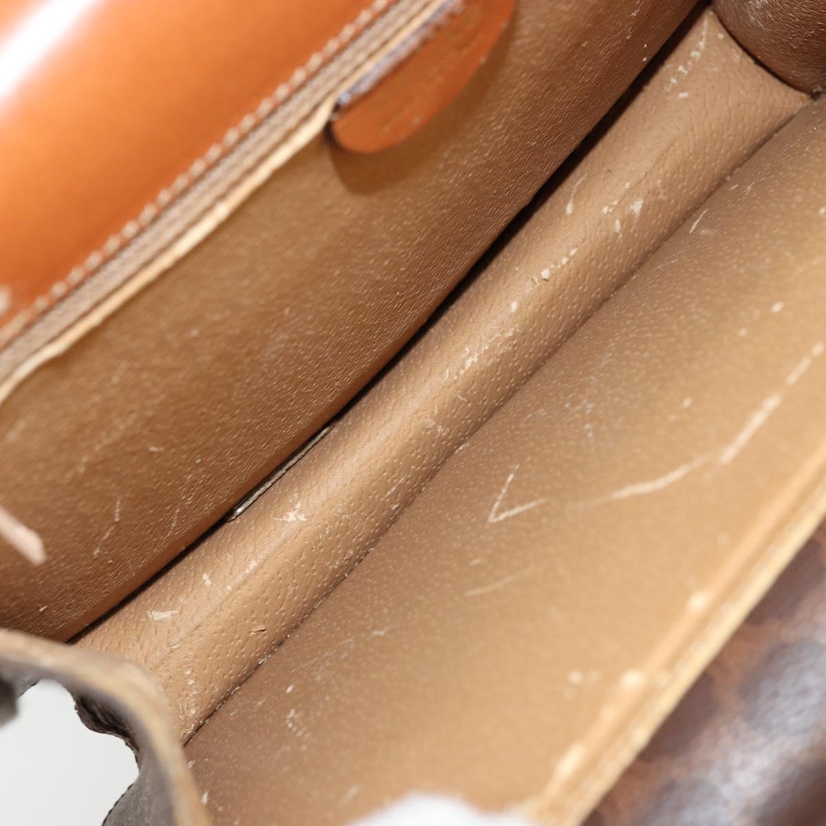 CELINE Macadam Canvas Hand Bag PVC Leather Brown Gold Auth 176358