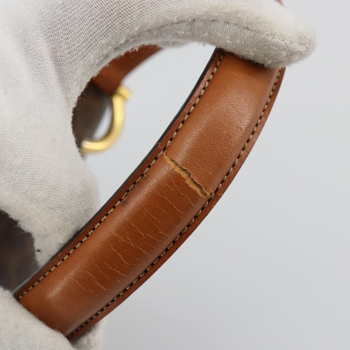 CELINE Macadam Canvas Hand Bag PVC Leather Brown Gold Auth 176358