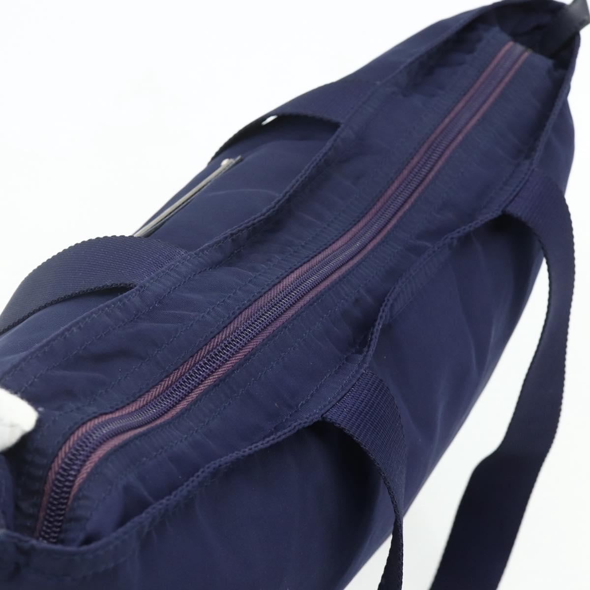 PRADA Tote Bag Nylon Navy Silver Auth 176361A