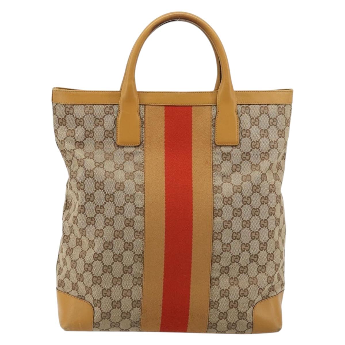 GUCCI GG Canvas Sherry Line Tote Bag Beige Gold 002 1093 3444 Auth 176362