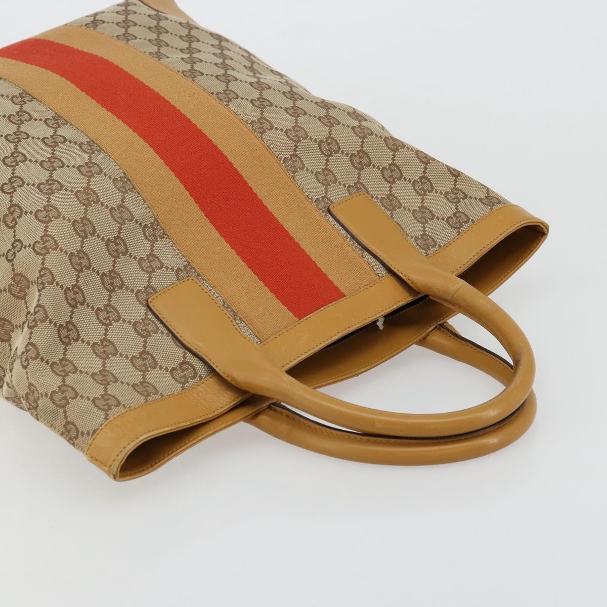 GUCCI GG Canvas Sherry Line Tote Bag Beige Gold 002 1093 3444 Auth 176362