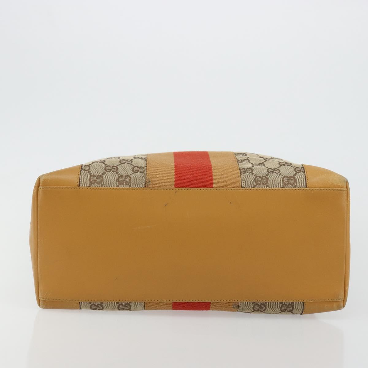GUCCI GG Canvas Sherry Line Tote Bag Beige Gold 002 1093 3444 Auth 176362