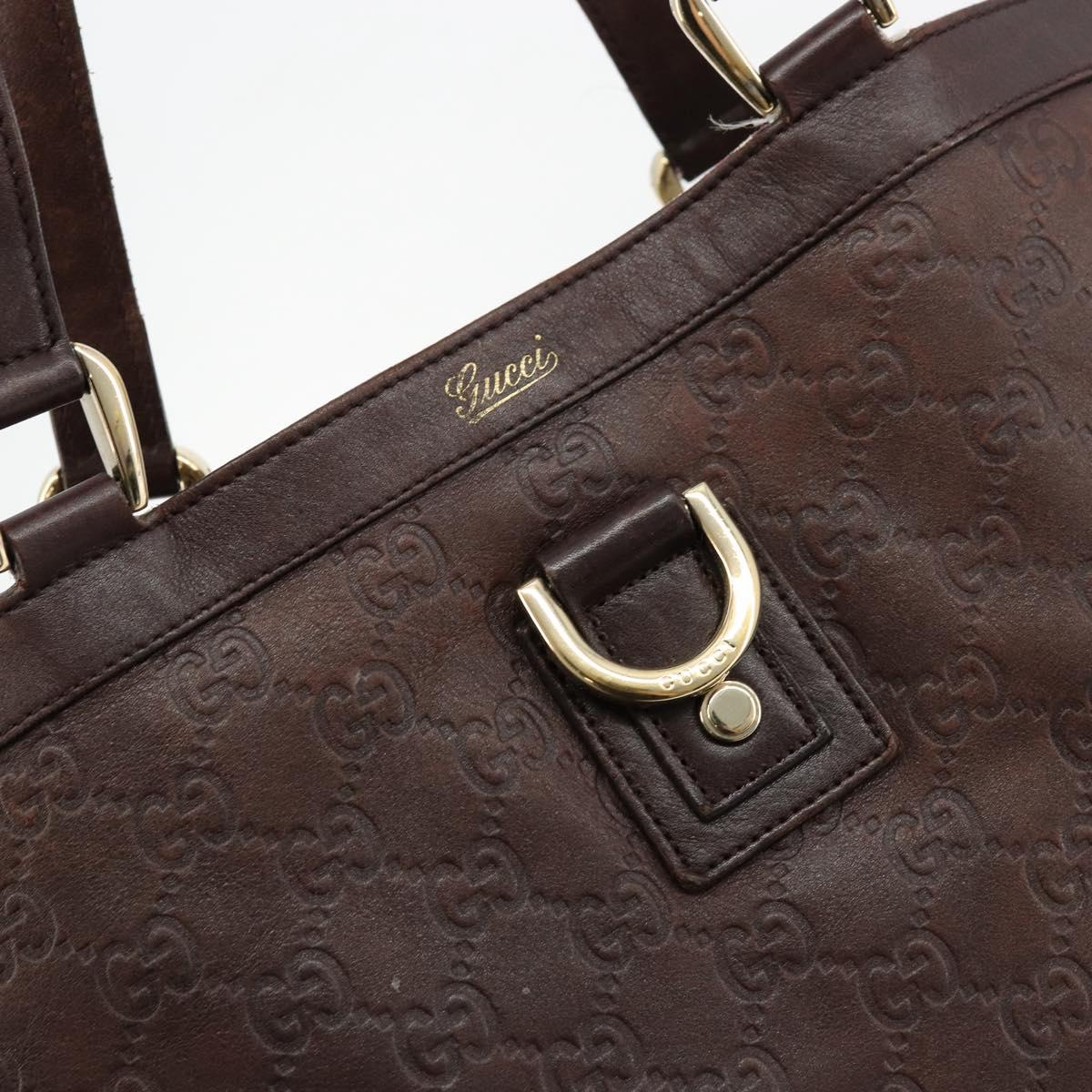 GUCCI GG Canvas Guccissima Tote Bag Leather Brown Gold 141472 Auth 176366
