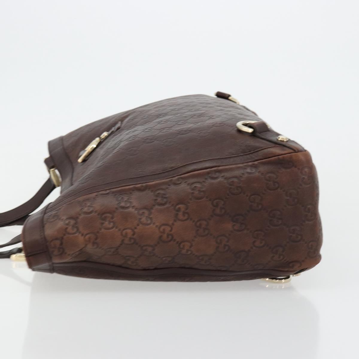 GUCCI GG Canvas Guccissima Tote Bag Leather Brown Gold 141472 Auth 176366