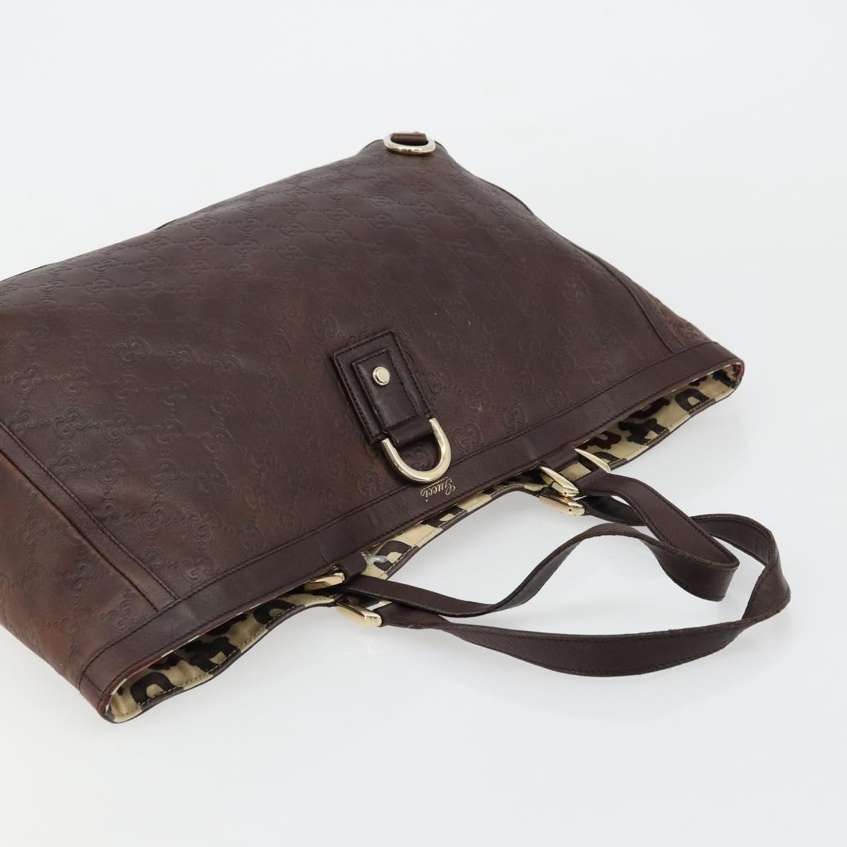 GUCCI GG Canvas Guccissima Tote Bag Leather Brown Gold 141472 Auth 176366