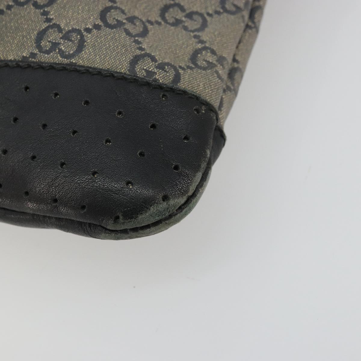 GUCCI GG Crystal Shoulder Bag Coated Canvas Navy Gold 145857 Auth 176367