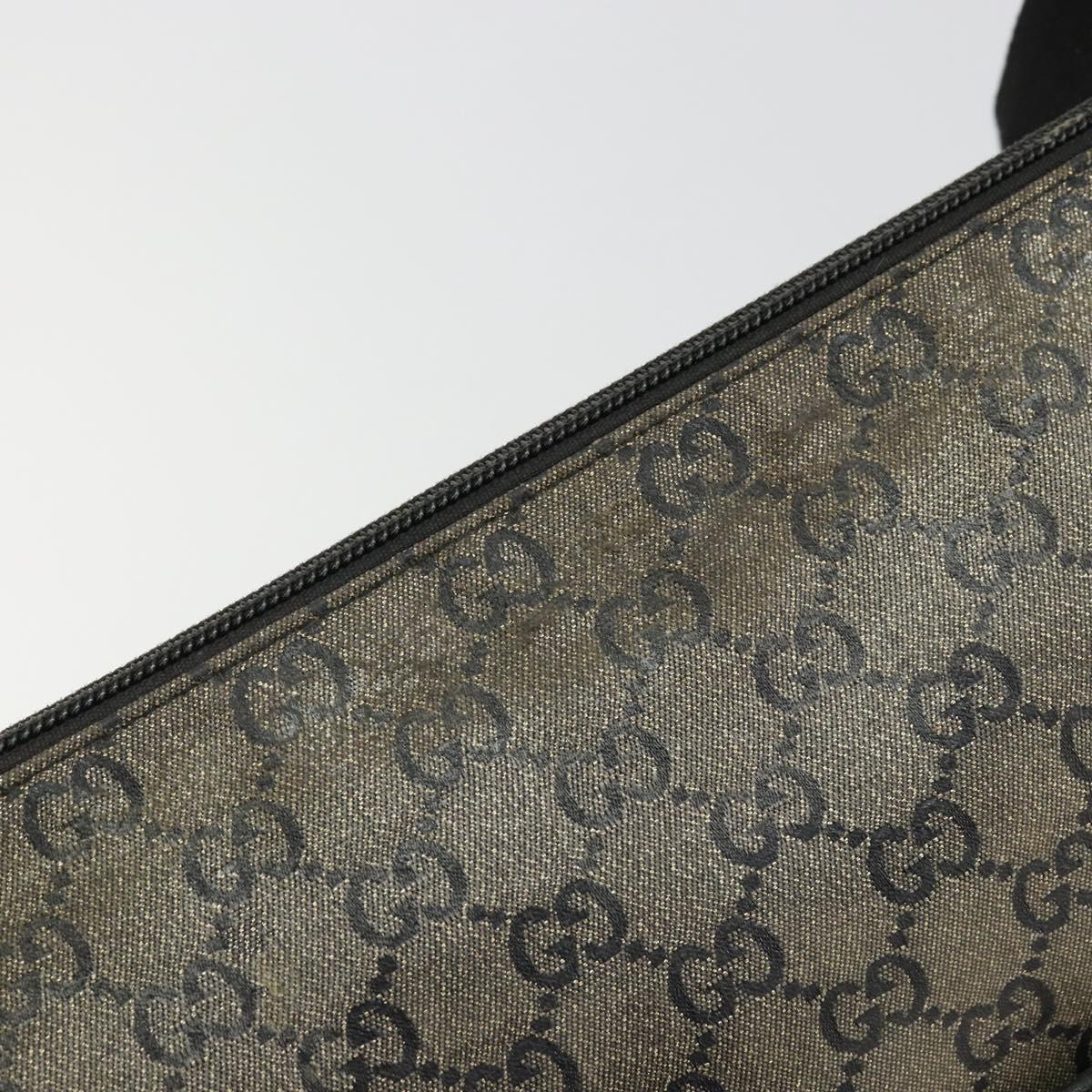 GUCCI GG Crystal Shoulder Bag Coated Canvas Navy Gold 145857 Auth 176367