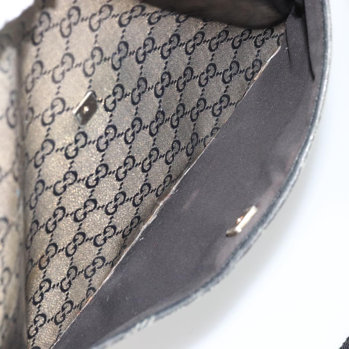 GUCCI GG Crystal Shoulder Bag Coated Canvas Navy Gold 145857 Auth 176367