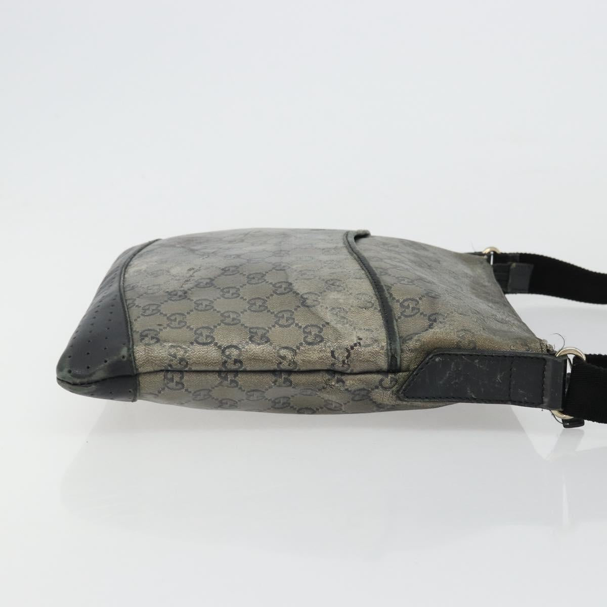 GUCCI GG Crystal Shoulder Bag Coated Canvas Navy Gold 145857 Auth 176367
