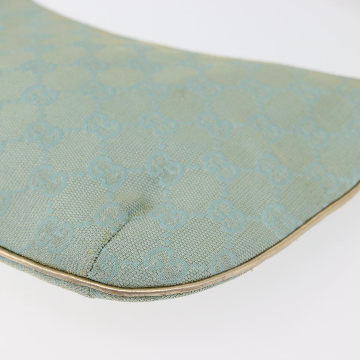 GUCCI GG Canvas Shoulder Bag Light Blue Gold 005 0813 Auth 176372A