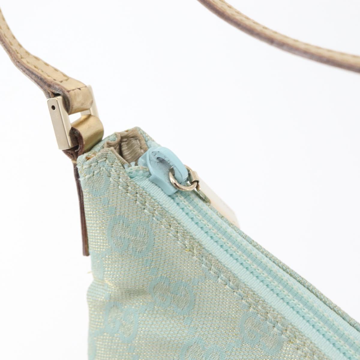 GUCCI GG Canvas Shoulder Bag Light Blue Gold 005 0813 Auth 176372A