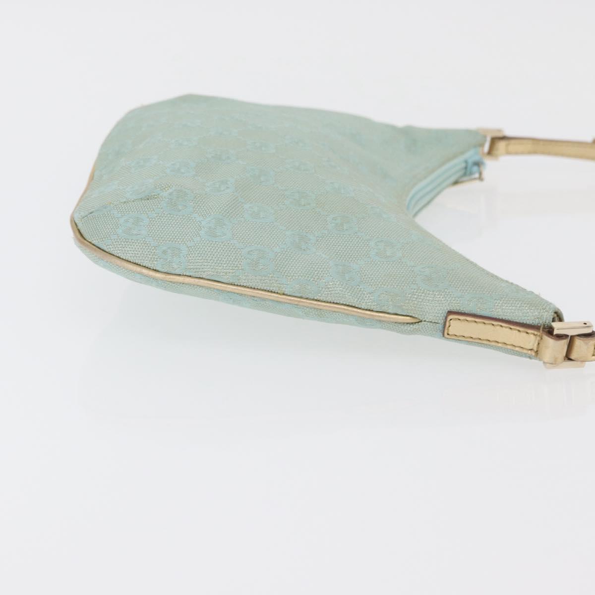 GUCCI GG Canvas Shoulder Bag Light Blue Gold 005 0813 Auth 176372A