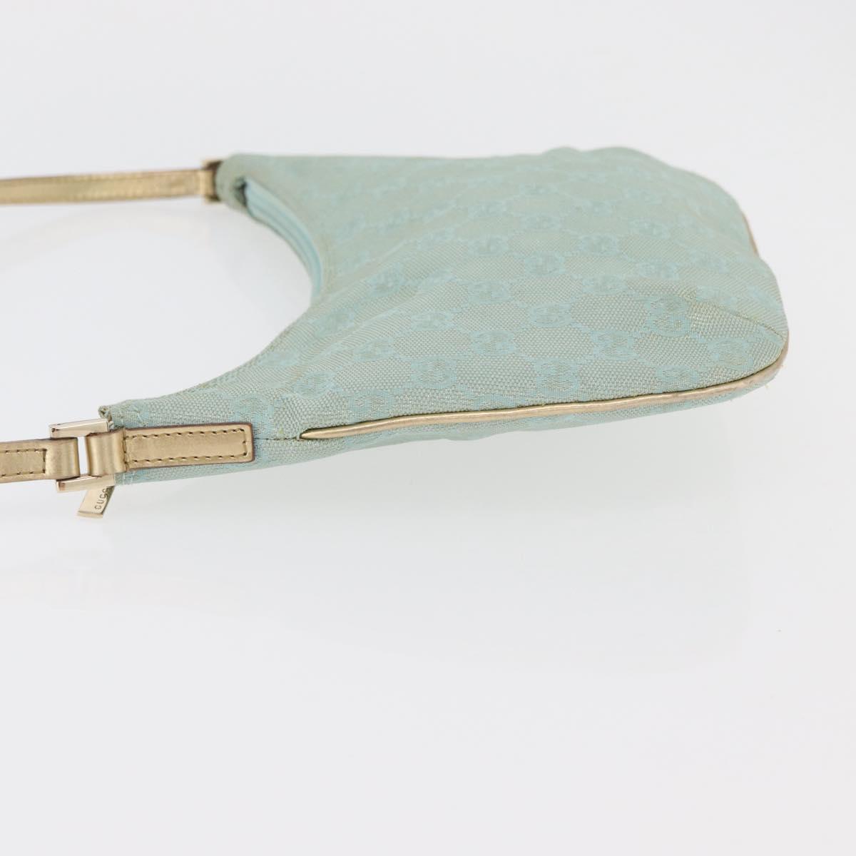 GUCCI GG Canvas Shoulder Bag Light Blue Gold 005 0813 Auth 176372A