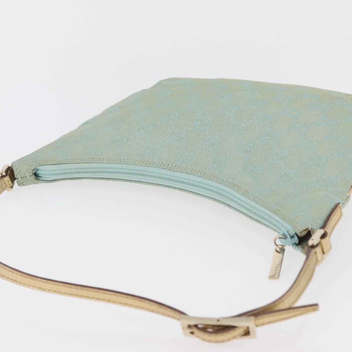 GUCCI GG Canvas Shoulder Bag Light Blue Gold 005 0813 Auth 176372A