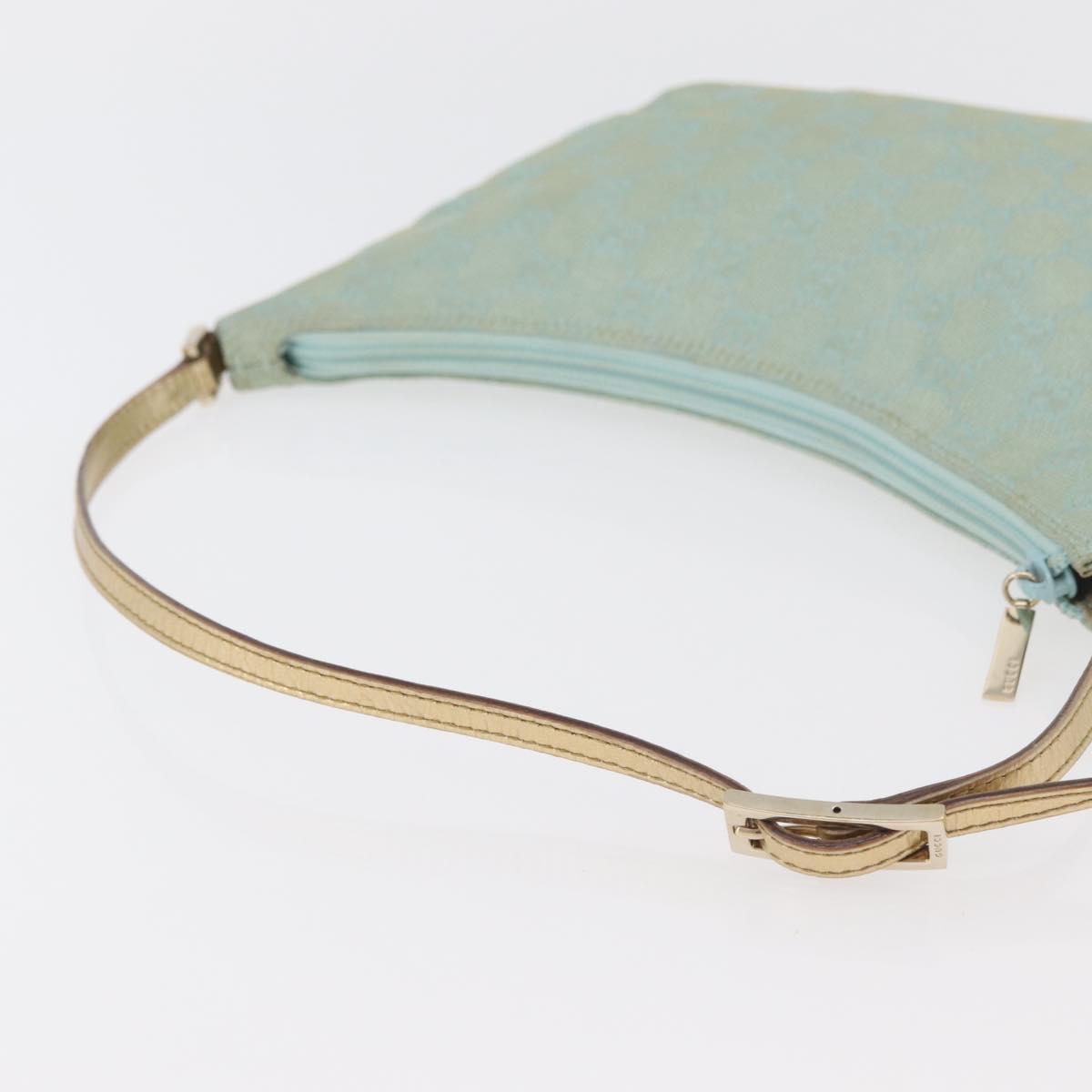 GUCCI GG Canvas Shoulder Bag Light Blue Gold 005 0813 Auth 176372A