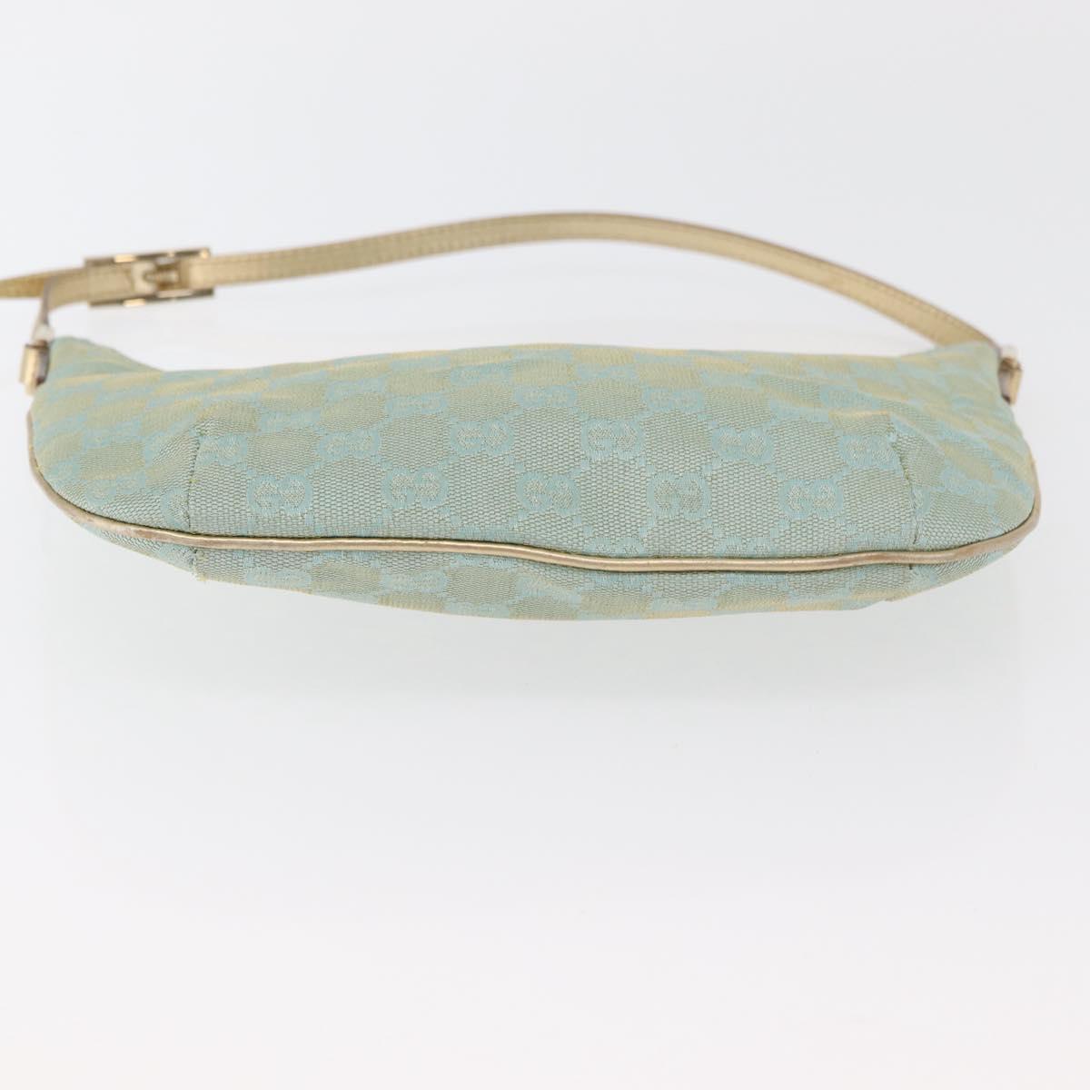 GUCCI GG Canvas Shoulder Bag Light Blue Gold 005 0813 Auth 176372A