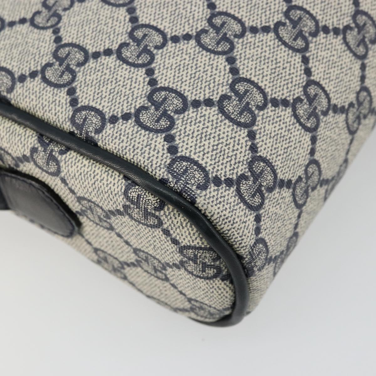 GUCCI GG Supreme Sherry Line Shoulder Bag PVC Navy Gold 010 378 Auth 176374