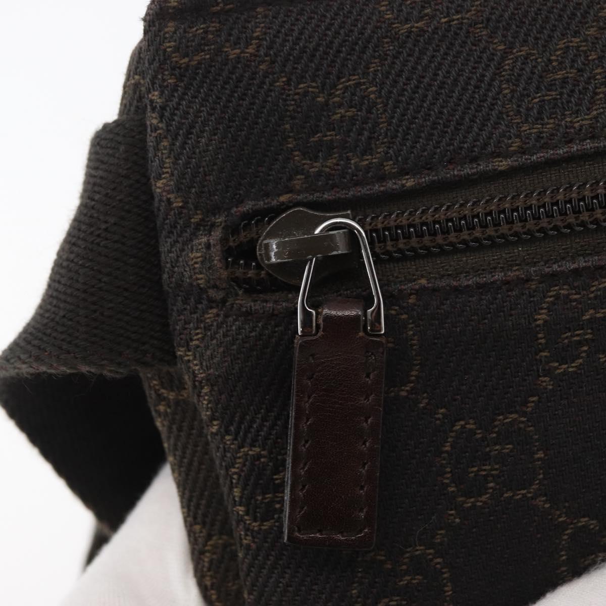 GUCCI GG Canvas Waist bag Dark Brown Silver 28566 Auth 176378