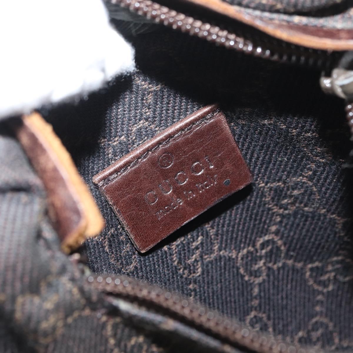 GUCCI GG Canvas Waist bag Dark Brown Silver 28566 Auth 176378