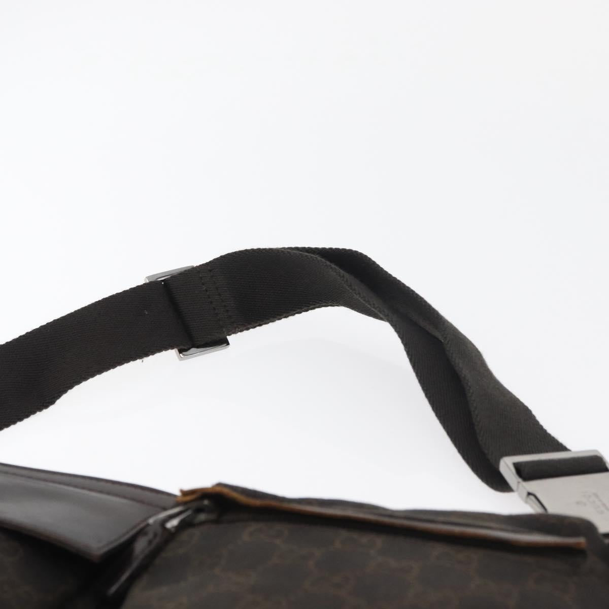 GUCCI GG Canvas Waist bag Dark Brown Silver 28566 Auth 176378