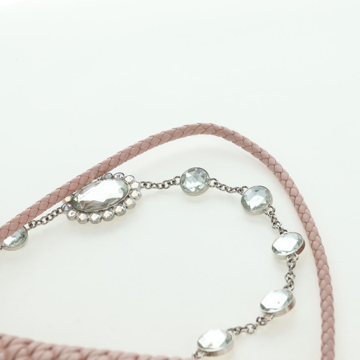Miu Miu Matelasse Chain Shoulder Bag Leather 2way Pink Silver Auth 176382SAM
