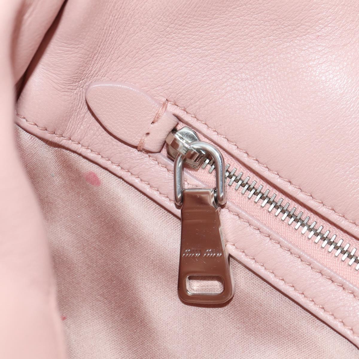 Miu Miu Matelasse Chain Shoulder Bag Leather 2way Pink Silver Auth 176382SAM
