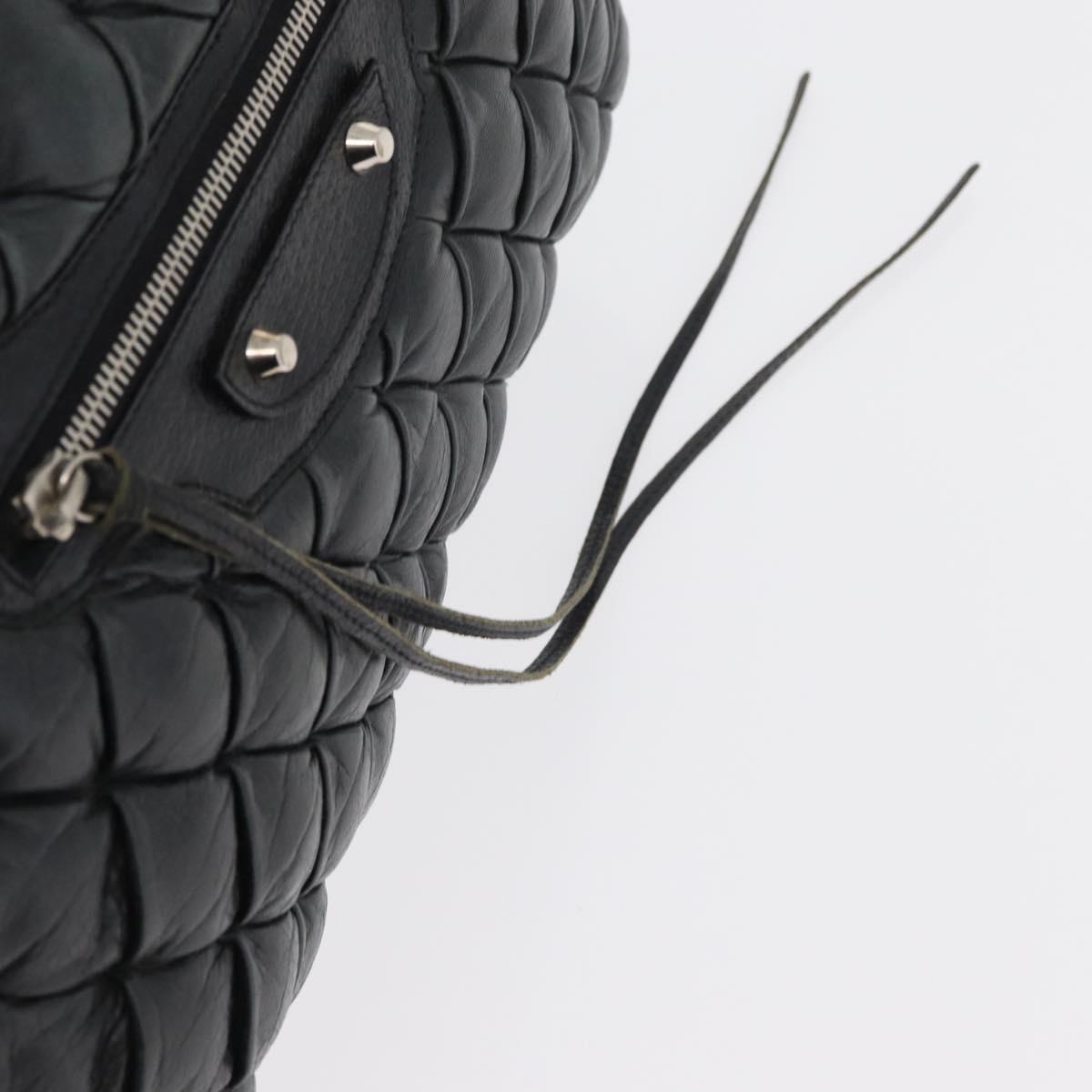 BALENCIAGA The Matelasse Hand Bag Leather Black Silver 168031 Auth 176383A