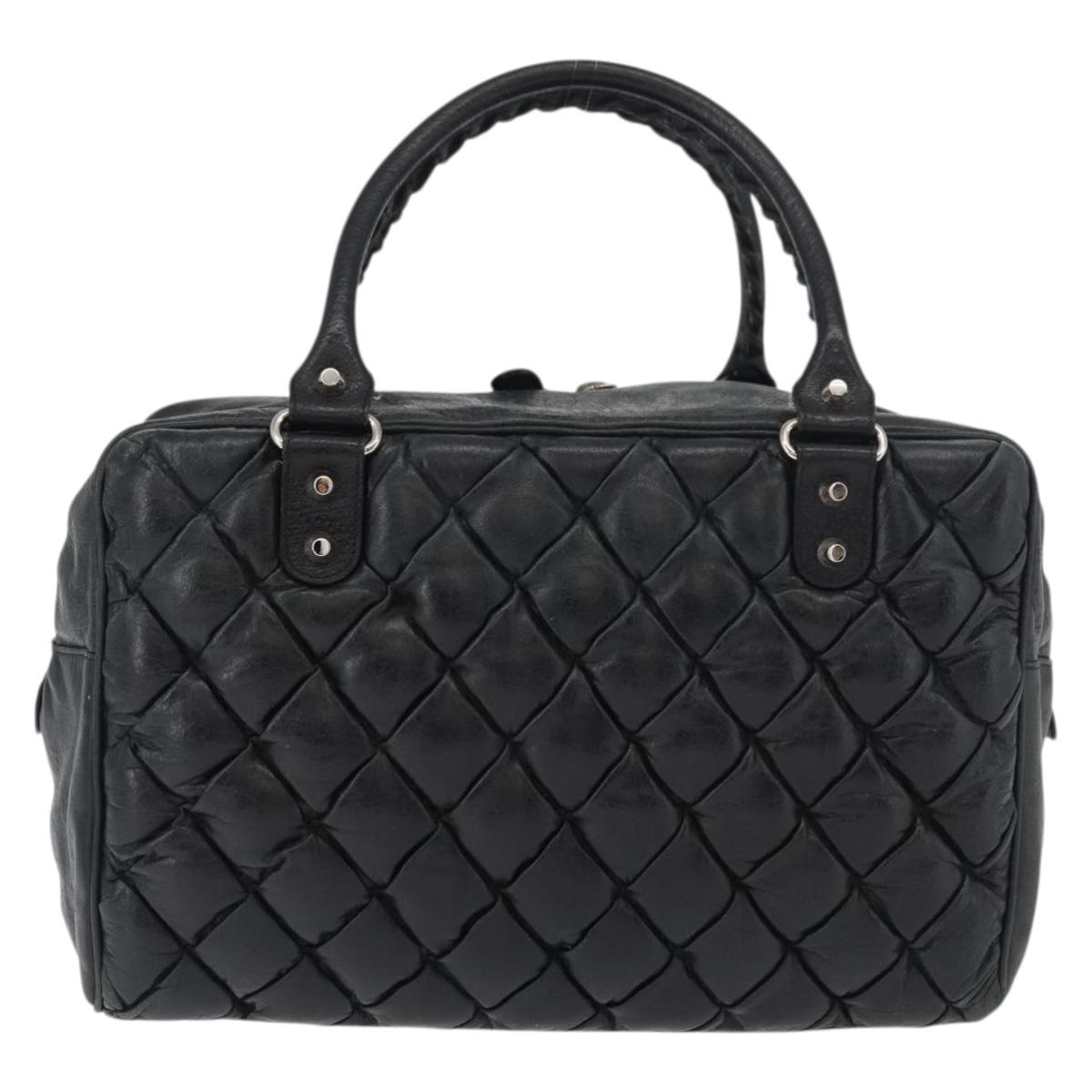 BALENCIAGA The Matelasse Hand Bag Leather Black Silver 168031 Auth 176383A