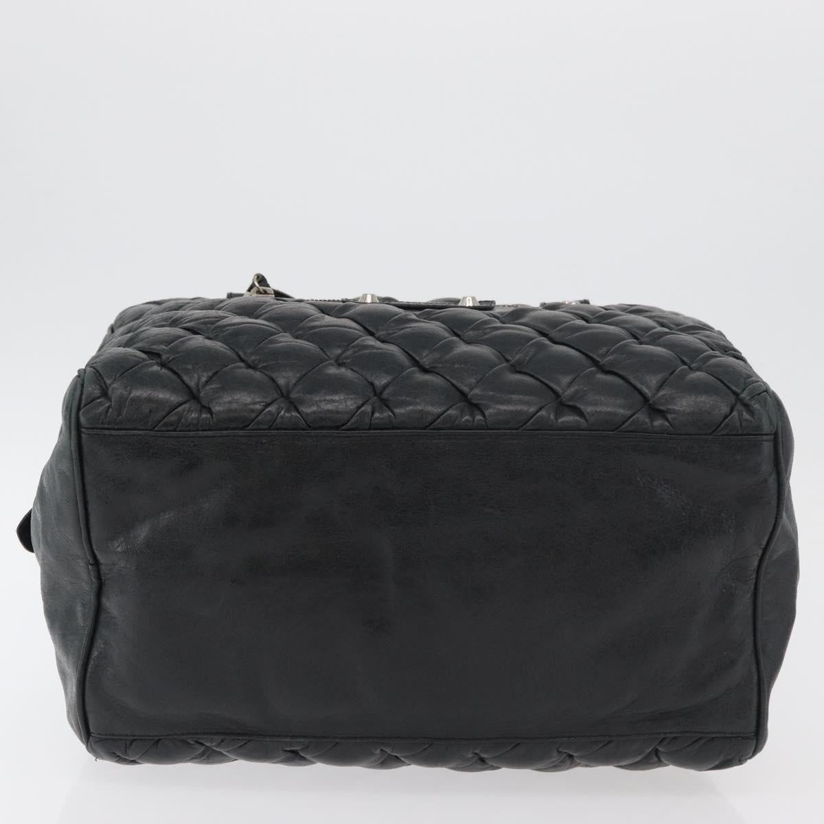 BALENCIAGA The Matelasse Hand Bag Leather Black Silver 168031 Auth 176383A