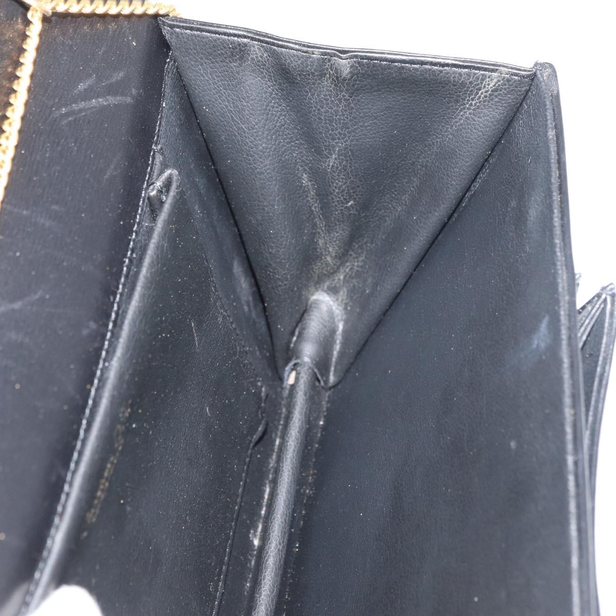 Christian Dior Chain Shoulder Bag Leather Black Gold Auth 176389A