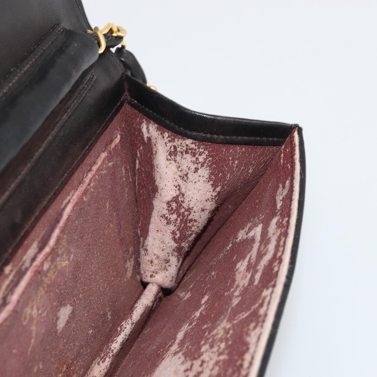 CHANEL Matelasse Chain Shoulder Bag Lamb Skin Black Gold CC Auth 176391