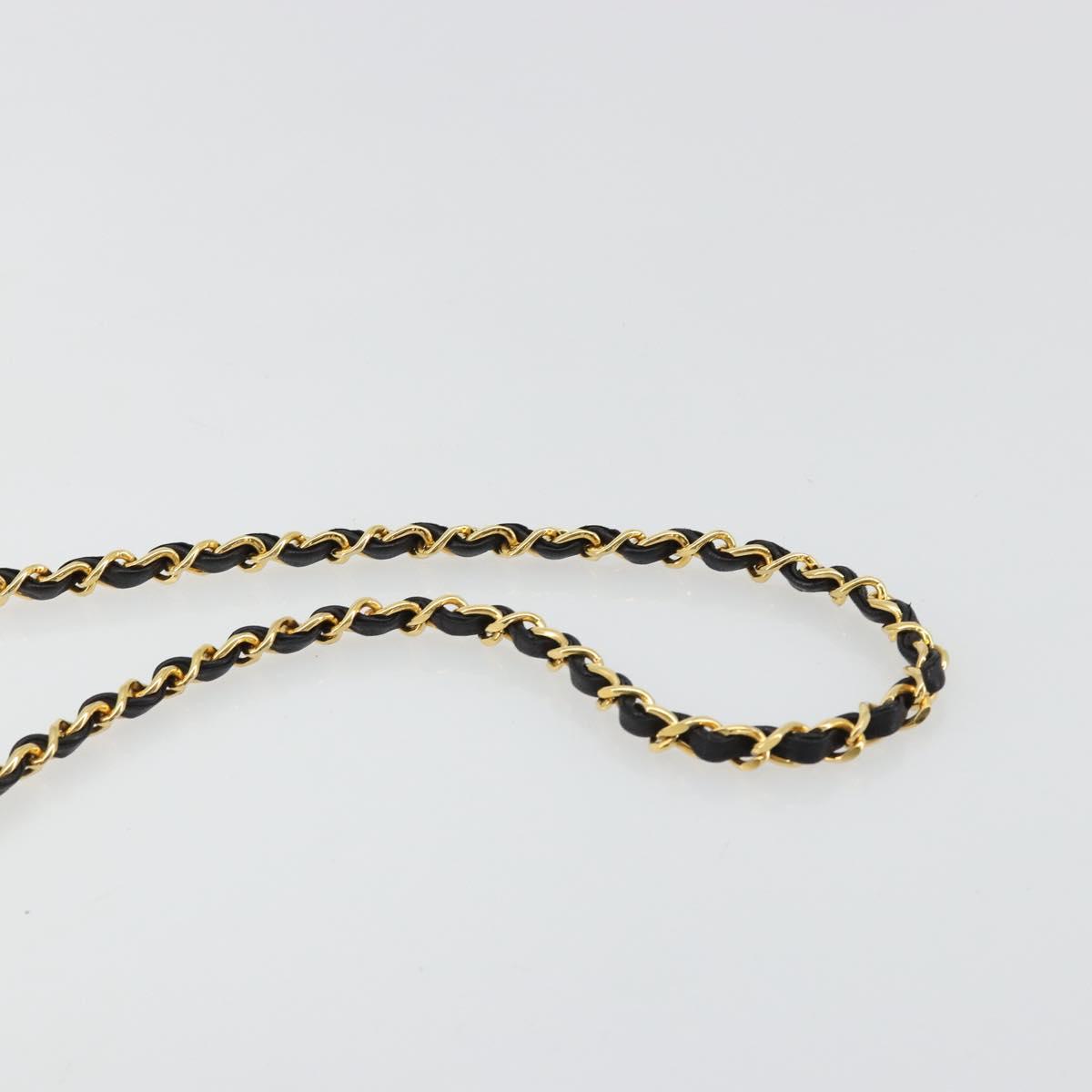 CHANEL Matelasse Chain Shoulder Bag Lamb Skin Black Gold CC Auth 176391