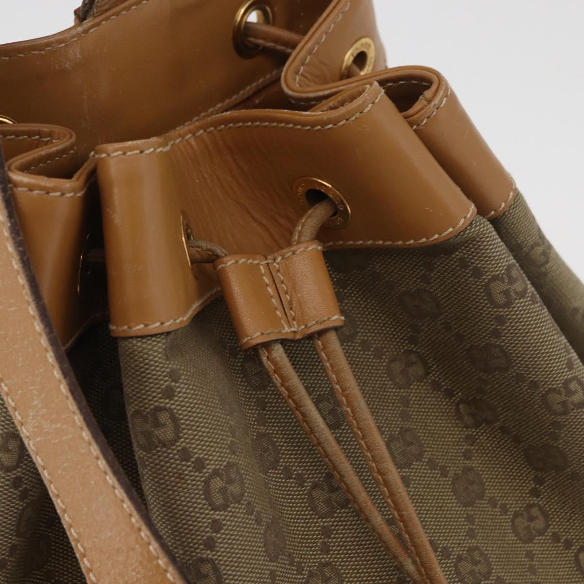 GUCCI GG Canvas Purse Shoulder Bag Beige Gold Auth 176405