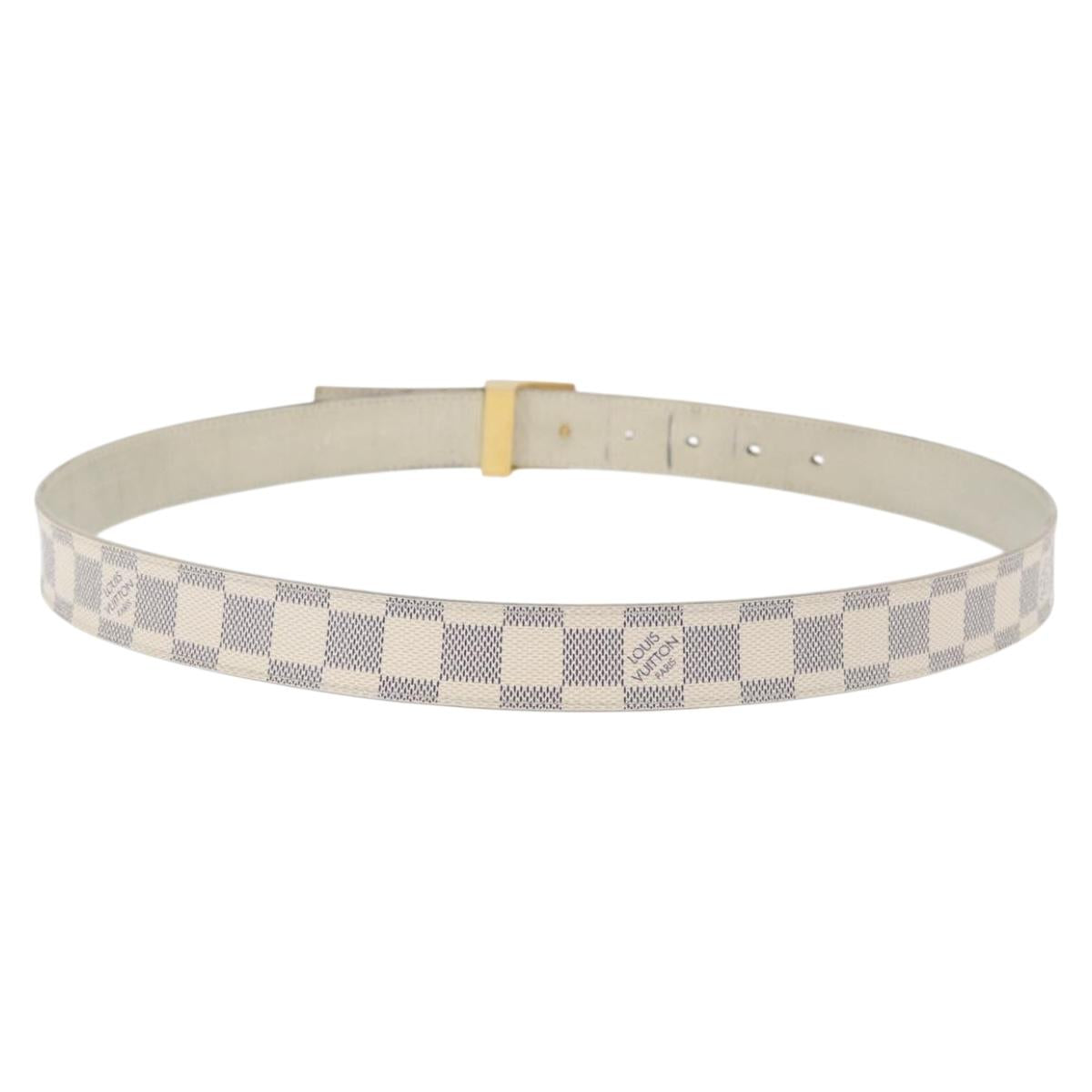 LOUIS VUITTON Damier Azur Ceinture Carre Belt 40.2"" M9678 LV Auth 176407