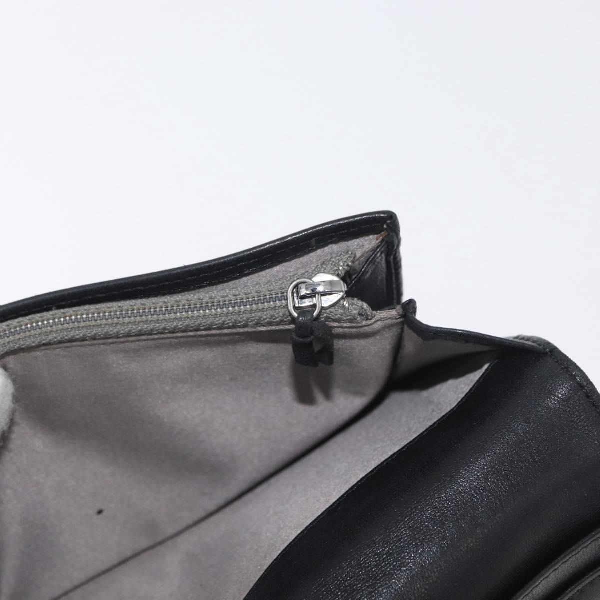 CHANEL Long Wallet Leather Black CC Auth 176410
