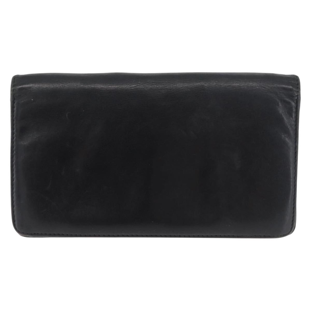 CHANEL Long Wallet Leather Black CC Auth 176410