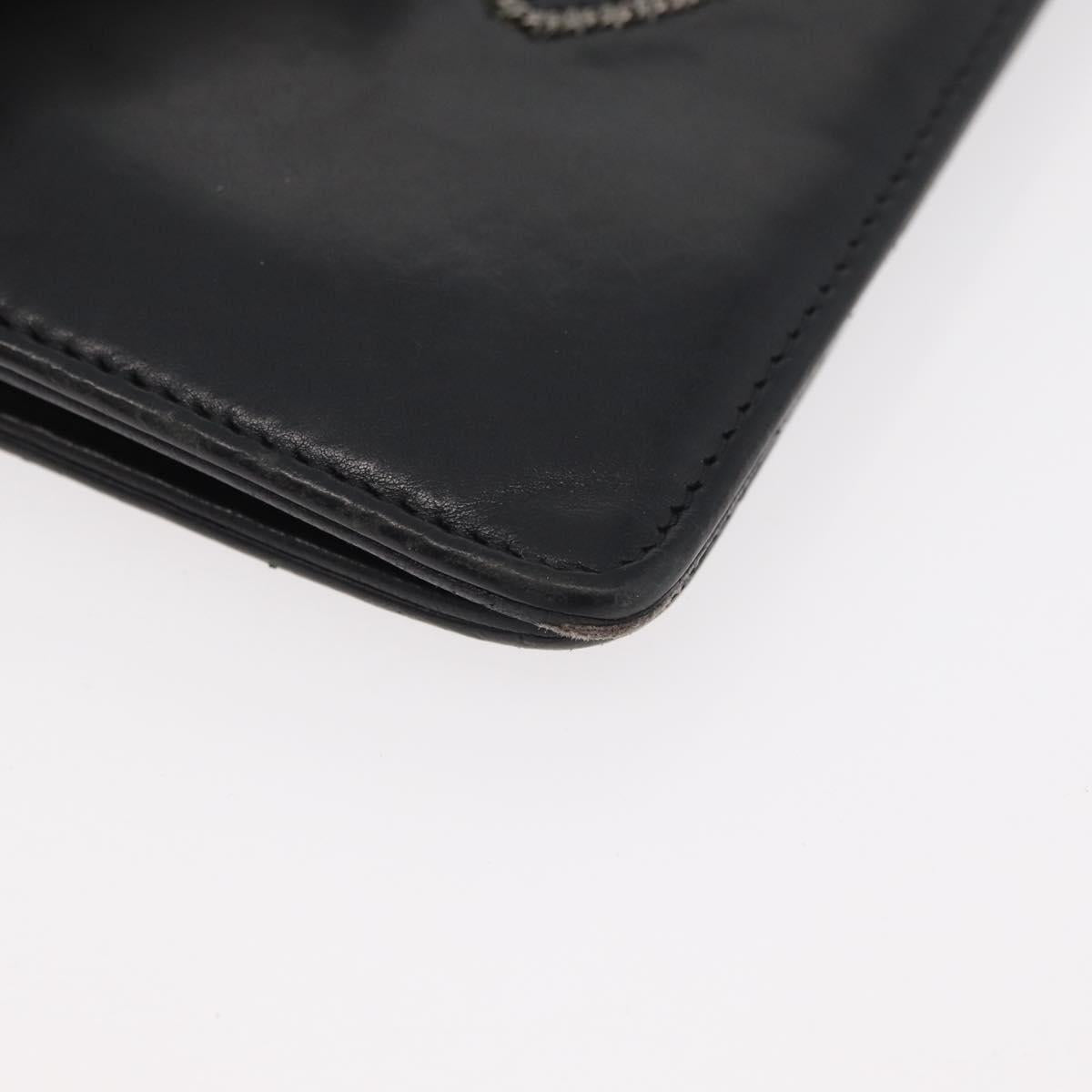 CHANEL Long Wallet Leather Black CC Auth 176410