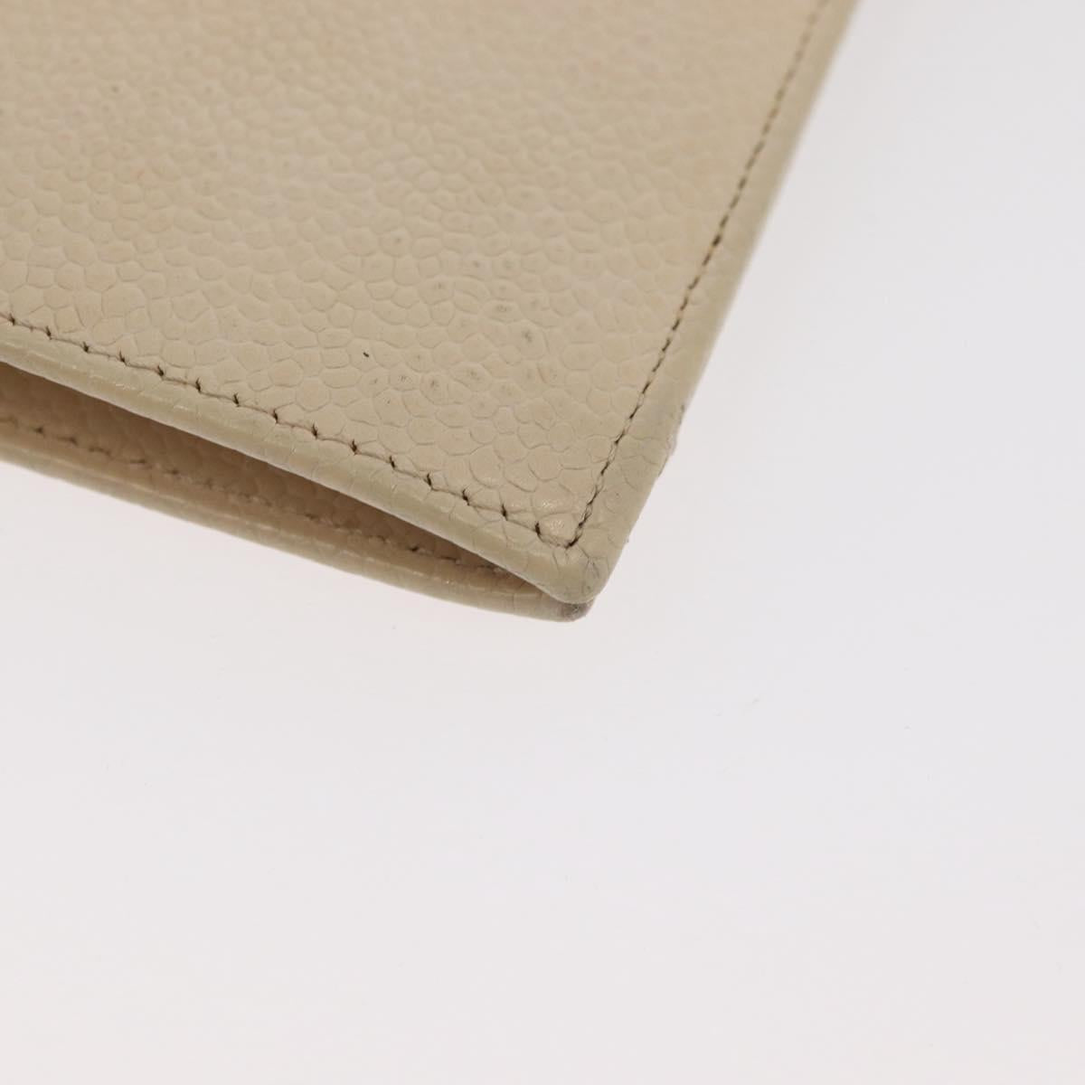 CHANEL Long Wallet Caviar Skin Beige Gold CC Auth 176411