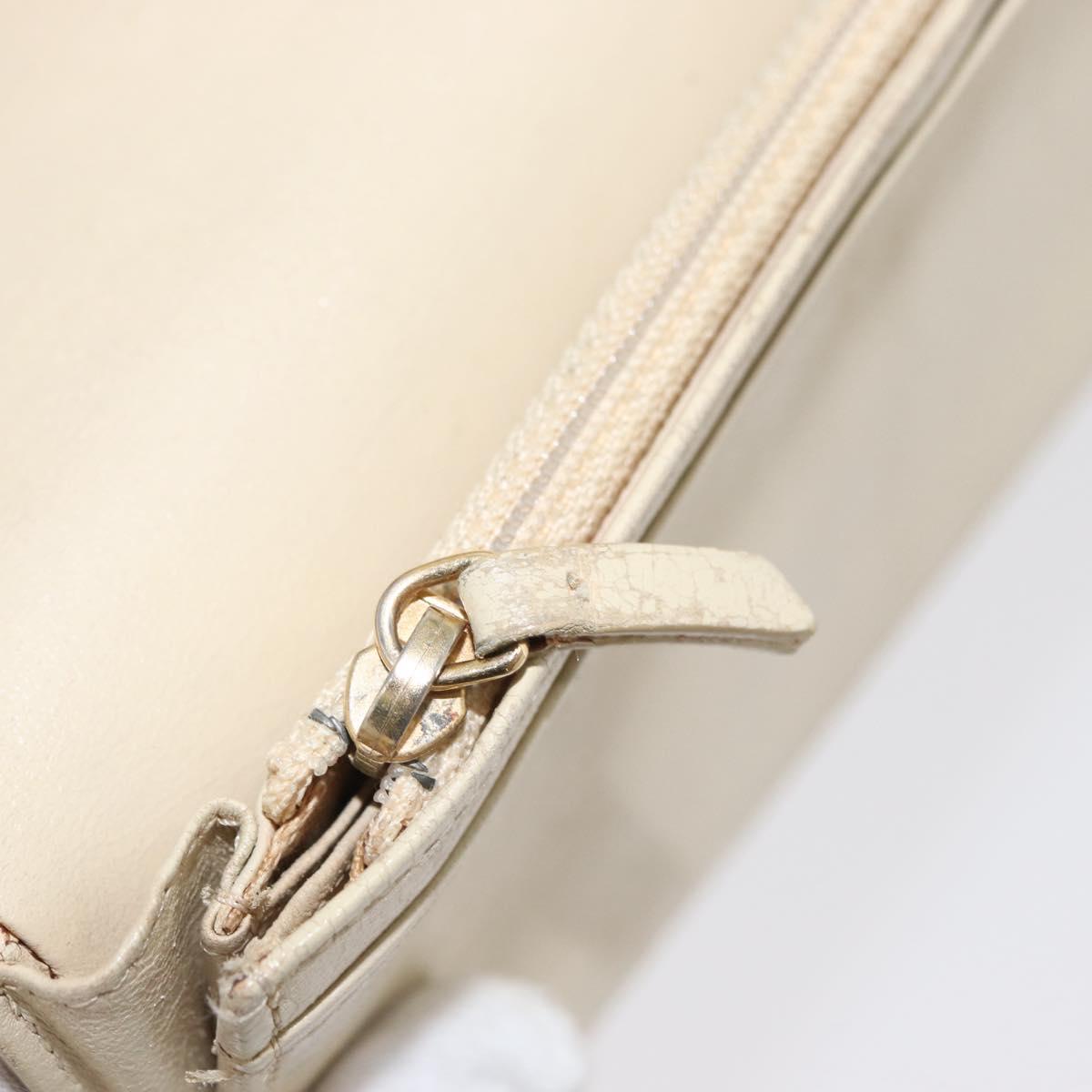 CHANEL Long Wallet Caviar Skin Beige Gold CC Auth 176411