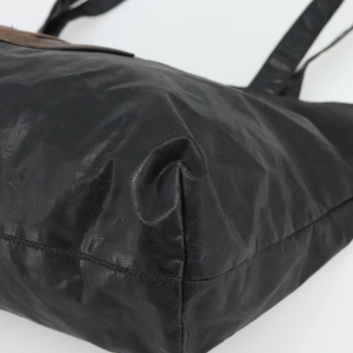 CHANEL Tote Bag Coated Canvas Black CC Auth 176418
