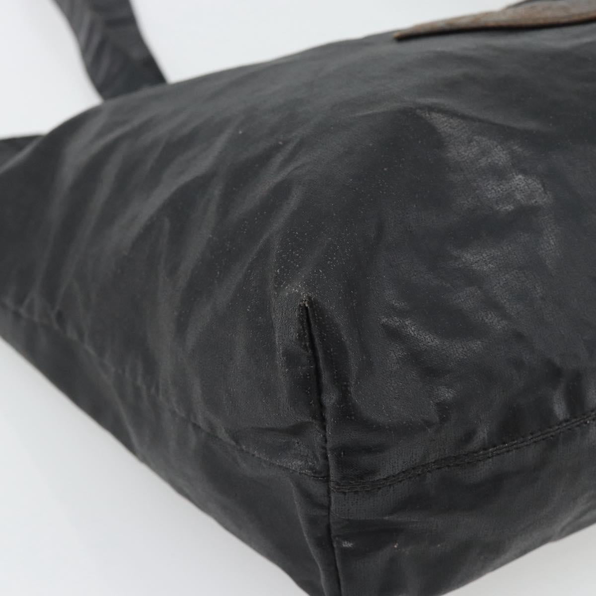 CHANEL Tote Bag Coated Canvas Black CC Auth 176418
