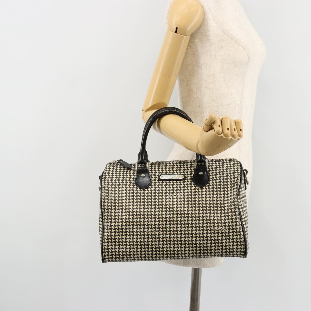 Polo Ralph Lauren Hand Bag Leather PVC Black Silver Auth 176420A