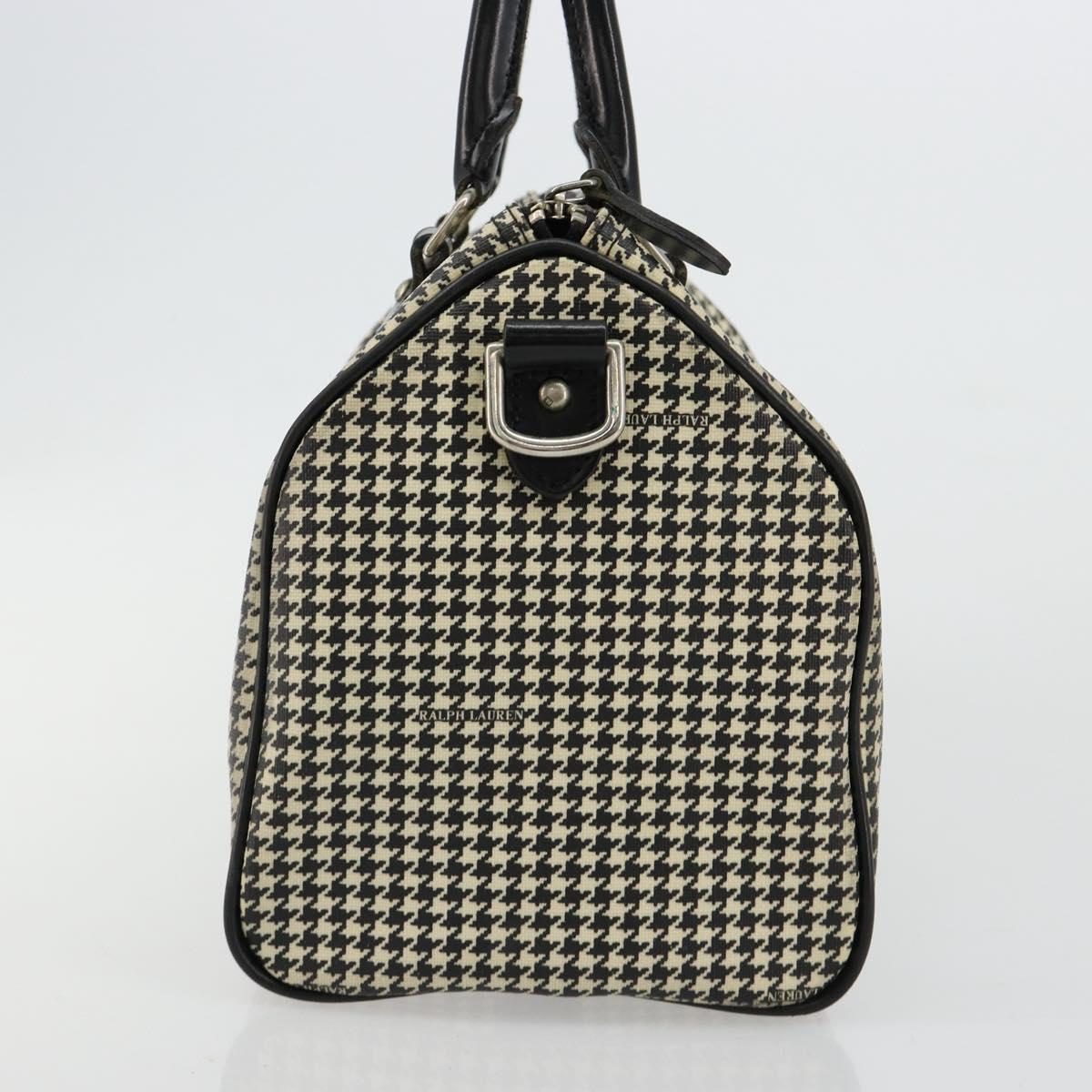 Polo Ralph Lauren Hand Bag Leather PVC Black Silver Auth 176420A