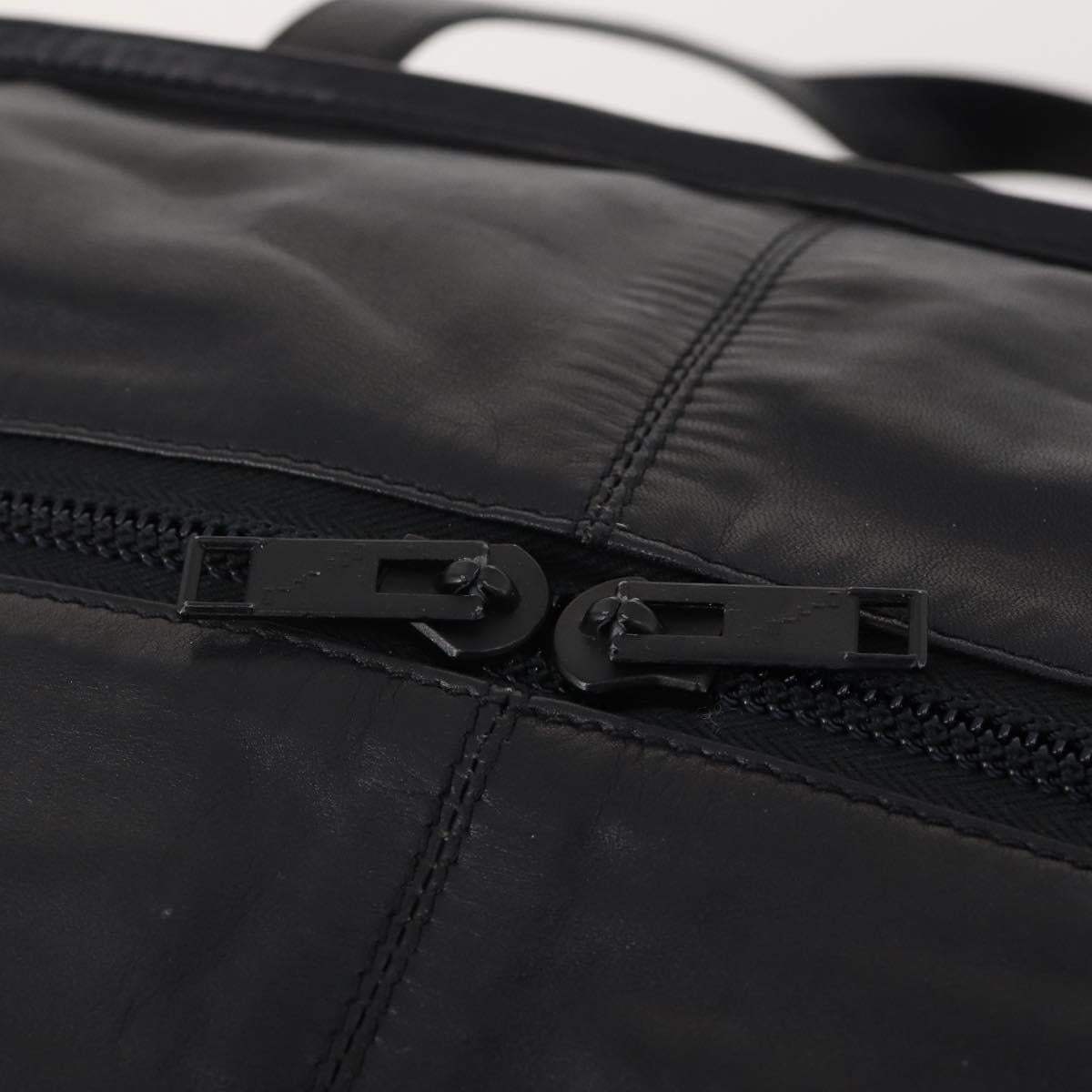 LOEWE Anagram Boston Bag Leather Black Gold Auth 176423