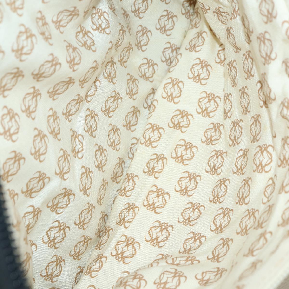 LOEWE Anagram Boston Bag Leather Black Gold Auth 176423
