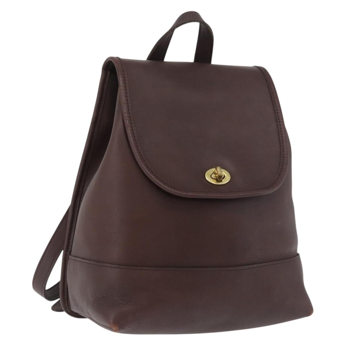 Coach Backpack Leather Brown Gold Auth 176433
