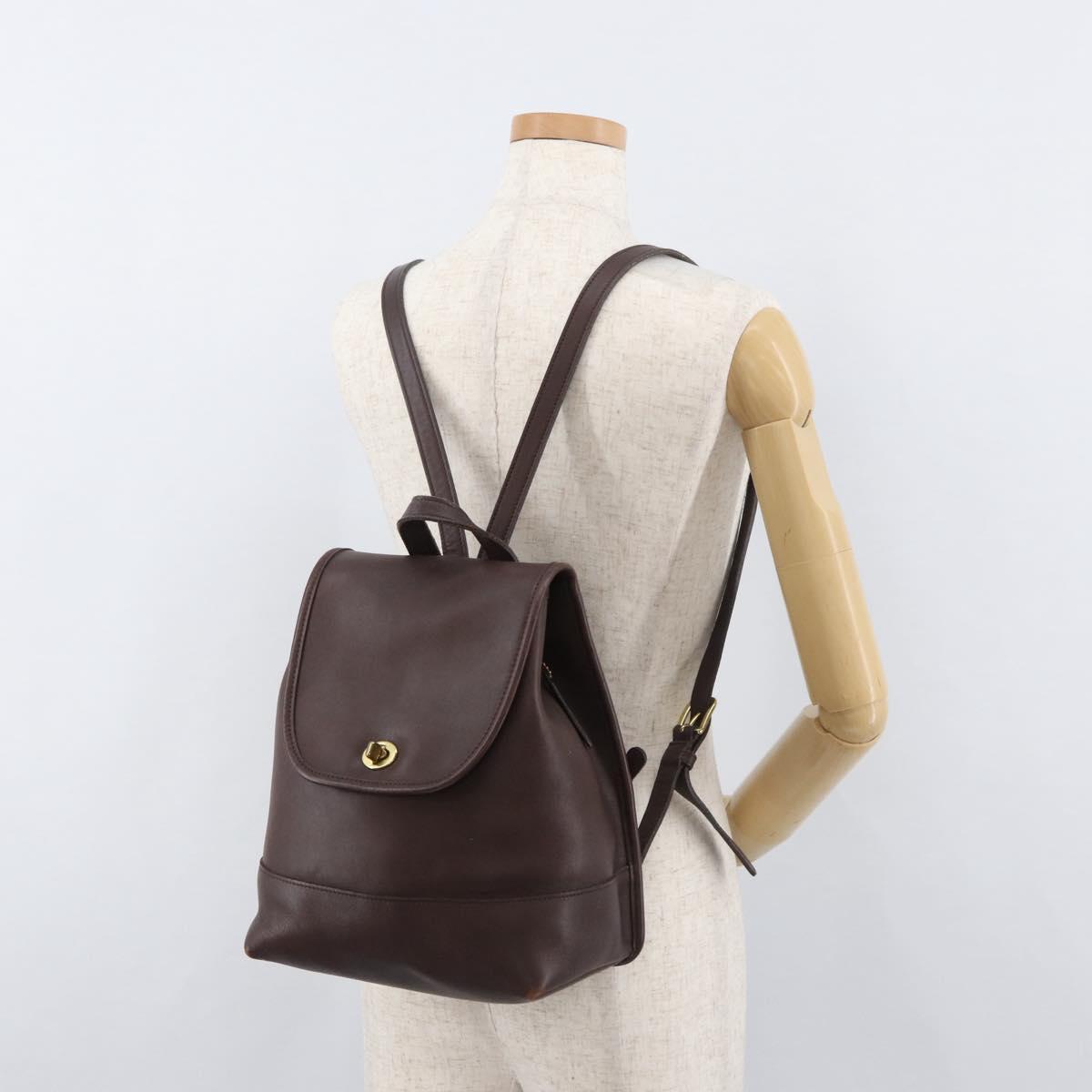 Coach Backpack Leather Brown Gold Auth 176433