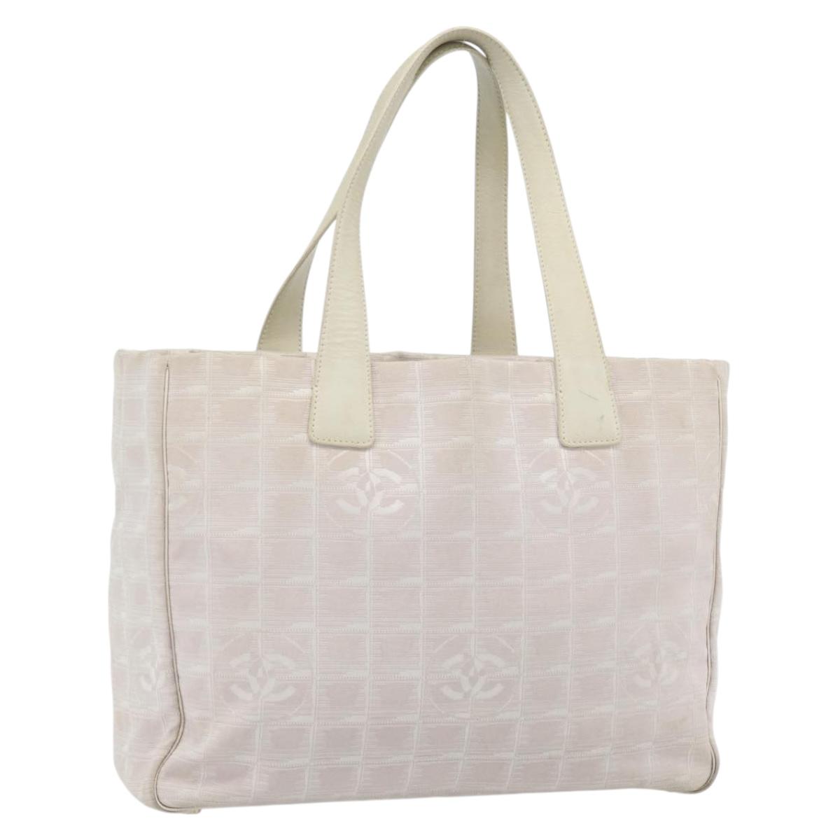 CHANEL New Travel Line Tote Bag Nylon Pink Gold CC Auth 176440
