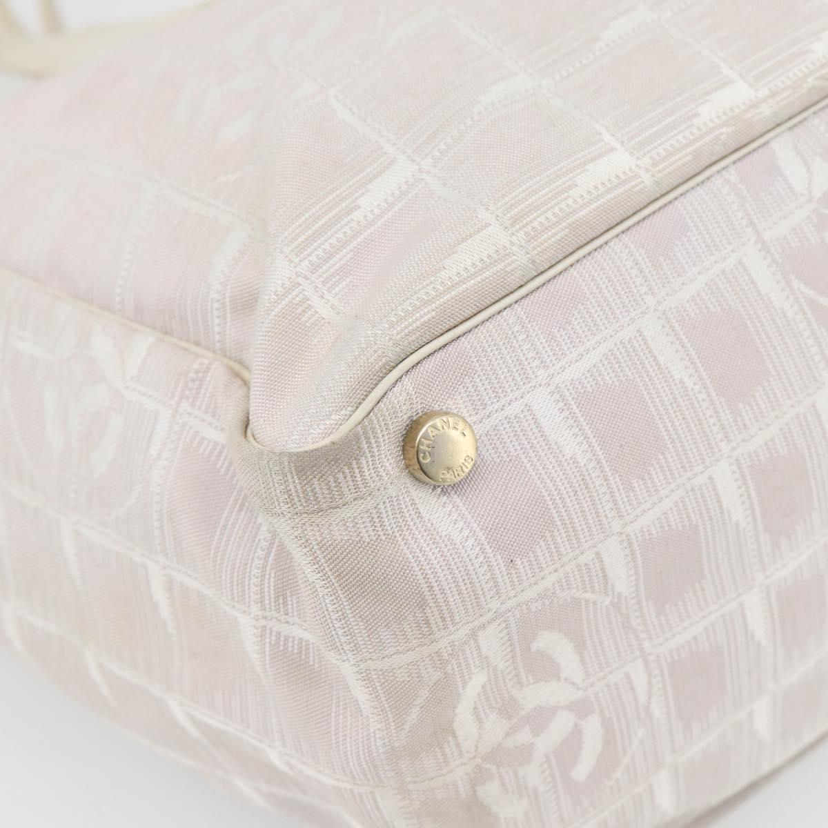 CHANEL New Travel Line Tote Bag Nylon Pink Gold CC Auth 176440